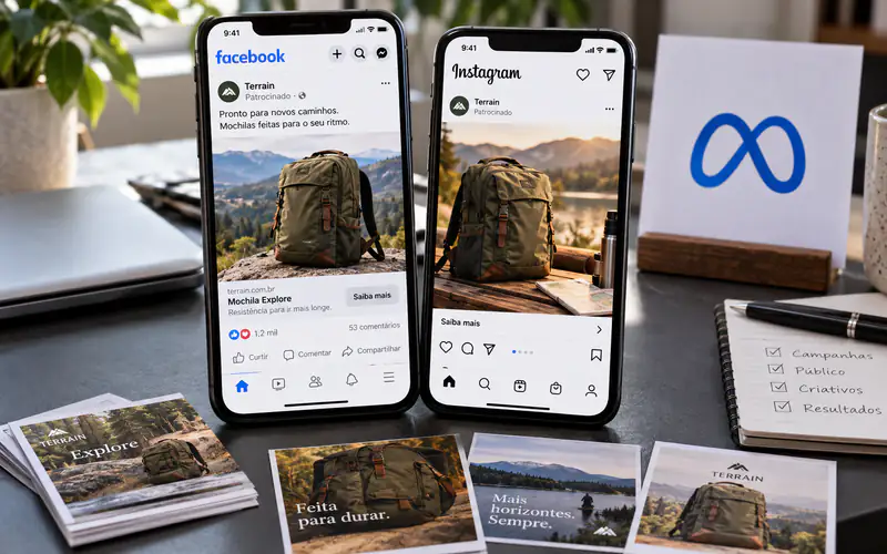 Anuncios de Meta en Facebook e Instagram con variantes creativas: campañas que pasan por la fase de aprendizaje.